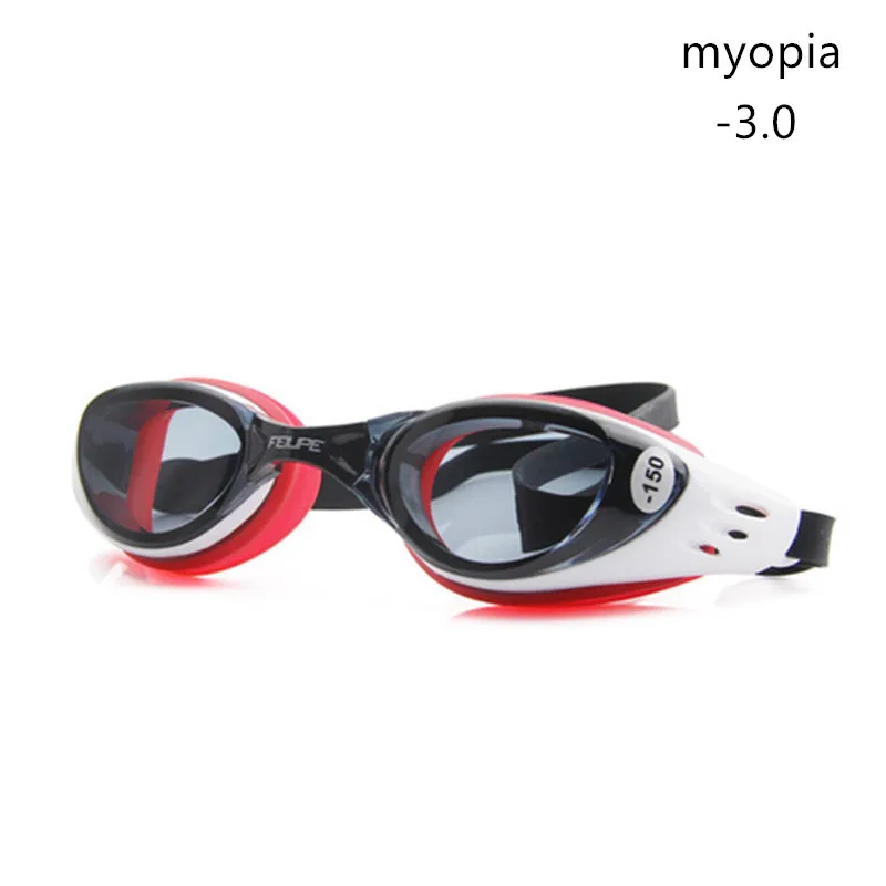 Силиконовые плавательные очки для близорукости, противотуманные, УФ-защита, диоптрий, водонепроницаемые очки для плавания, мужские и женские спортивные очки Natacion - Цвет: myopia red 300