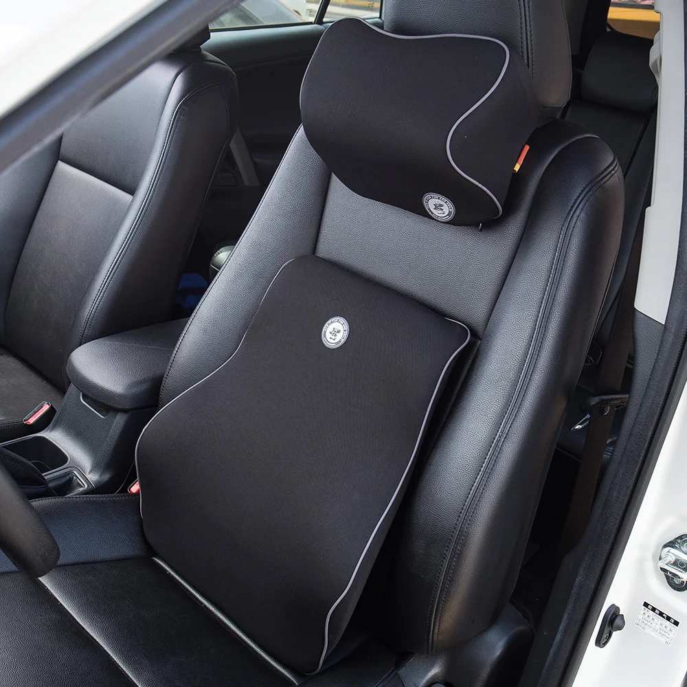 Car Neck Pillow Lumbar Cushion Kit Memory Foam Headrest for Universal