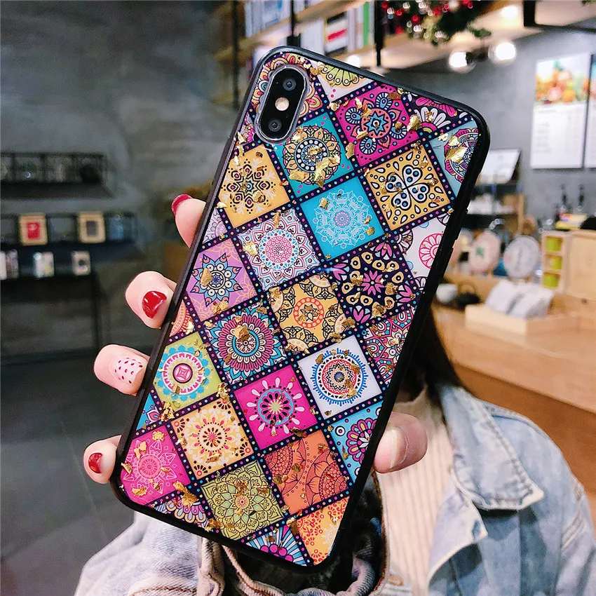 

Soft Protective Shell Phone Case For iphone 7plus 8plus 6 6s Plus Capa For iphone 7 Case Persian Lattice Epoxy For iphone 7 Case