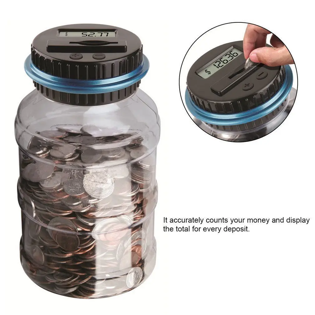 

Money Coin Digital Bank Jar Piggy Money Box Counting Saving Electronic Box Lcd Counter New