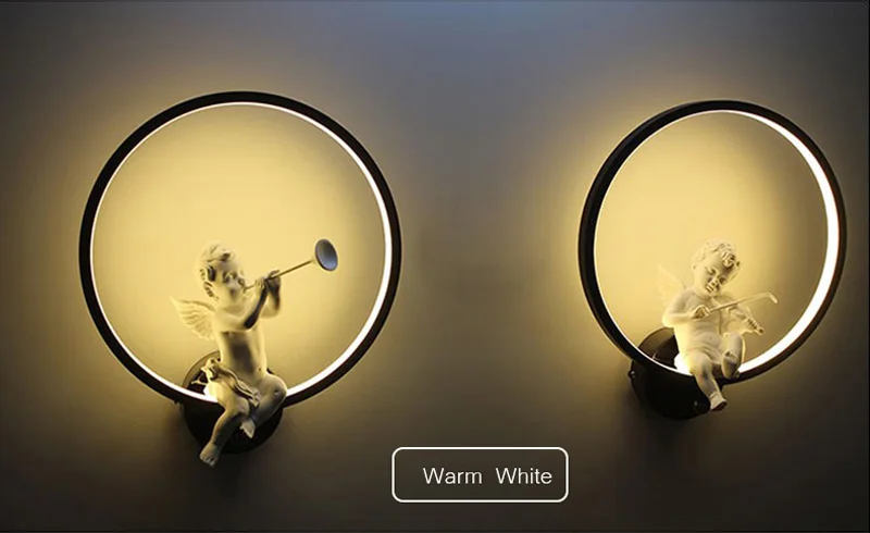 Horsten Modern Nordic Angel LED Wall Light Lamp Sconce Metal Resin Acrylic Wall Lamp Bedroom Bedside Wall Lights Home Decoration Lighting (2)