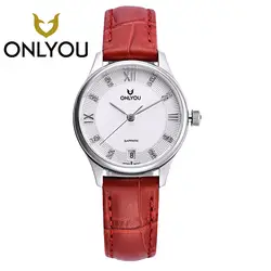 Onlyou Для мужчин смотреть Лидирующий бренд роскошные женские часы Простой 10bar Водонепроницаемый кожа часы Для мужчин Часы Relogio masculino оптовая