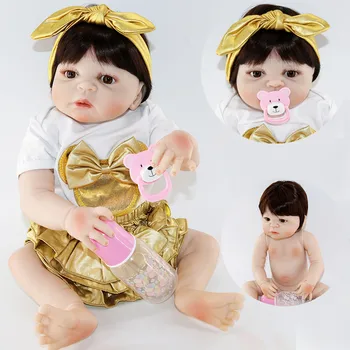

DollMai Bebes reborn 23" reborn baby full silicone girl body reborn babies dolls alive newborn doll for kids gift bonecas