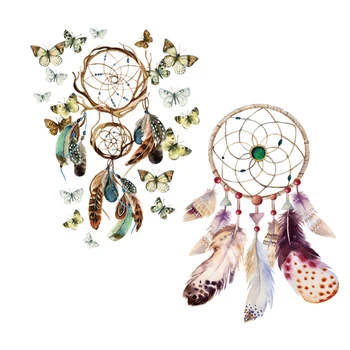 

12 Pieces / lot Waterproof Temporary Tattoo Stickers Colorful Dream Catch Feather Design Body Art Makeup Tools Paper