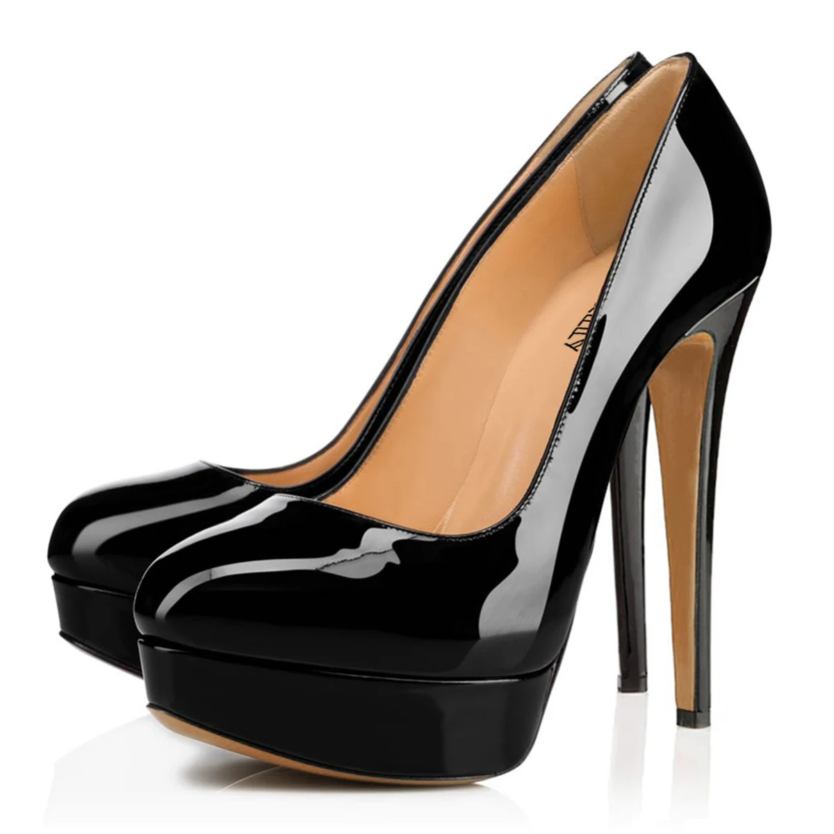 Женская обувь; туфли-лодочки на высоком каблуке; женские туфли на платформе и шпильке с круглым носком; пикантные Вечерние и свадебные туфли на каблуке без застежки; Цвет телесный, черный; Aimirlly