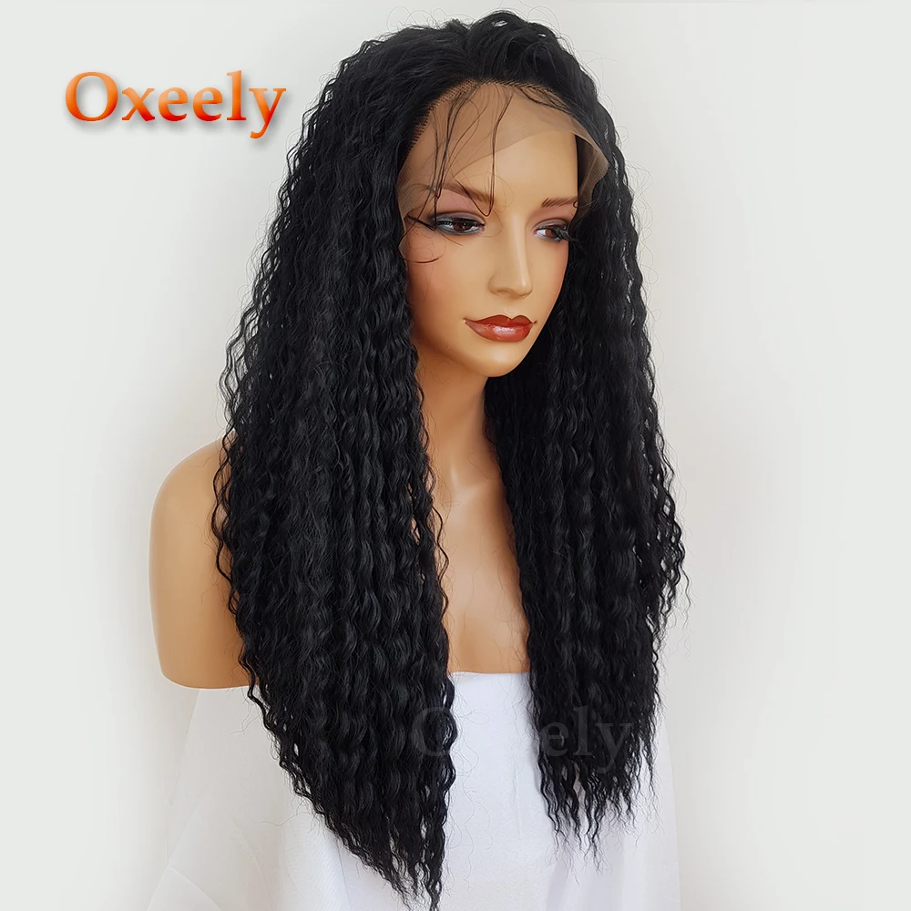Oxeely Loose Curly Synthetic Lace Front Wigs Baby Hair ...