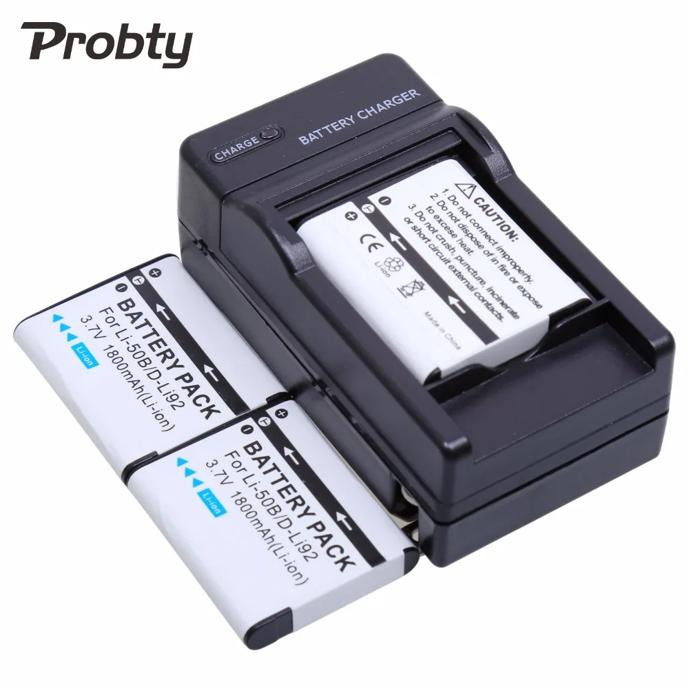 Фото 3 аккумулятора Probty Camera LI-50B LI50B LI 50B + зарядное устройство для Olympus Pentax D-LI92 1010 1020 1030SW SP800UZ SZ10 SZ11 u6010 u6020 №1