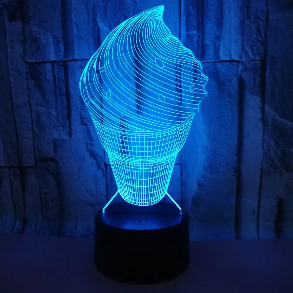 Новый Красочный светодиодный 3d ночник для мороженого новинка светодиодная лампа
