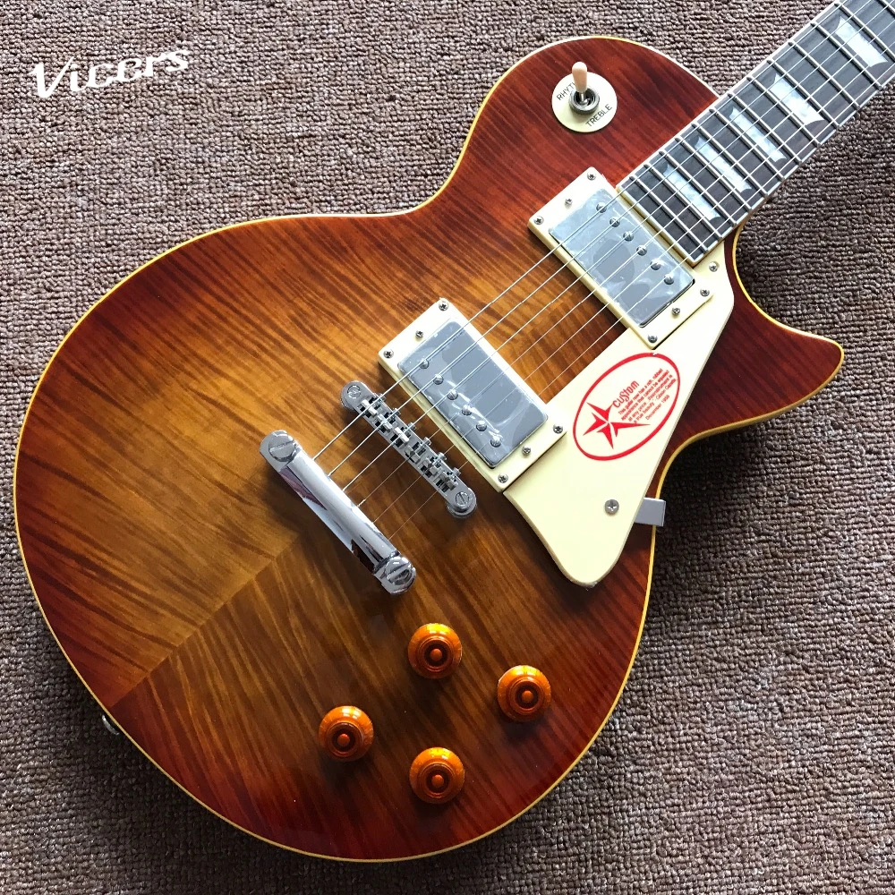 hot selling Musical instruments OEM Tiger Flame Electric guitar luxury finished way with Chrome hardware! high quality hot selling Musical instruments OEM Tiger Flame Electric guitar luxury finished way with Chrome hardware! high quality