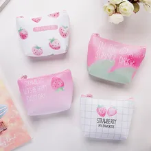 M243, женские кошельки, клубника, милый студенческий короткий кошелек, мини кошелек на молнии, мини кошелек с рисунком, 4 стиля, сумка для карт