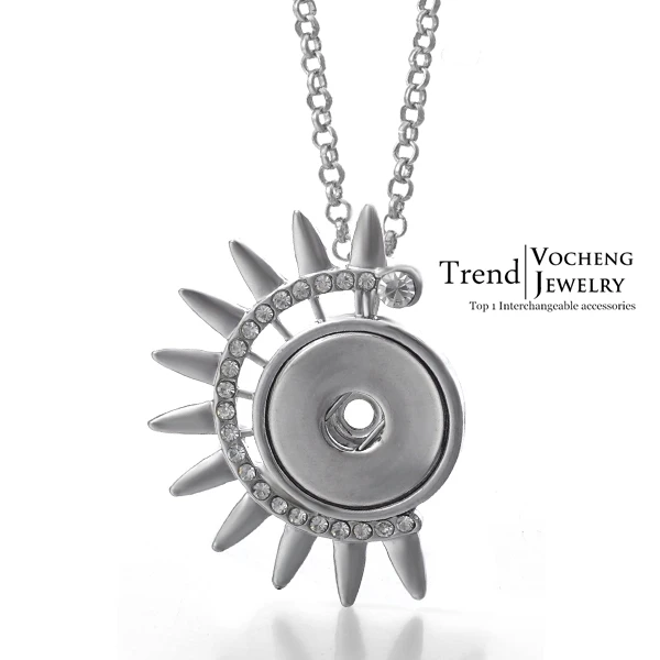 

Statement Necklace Snap Button Charms with Stainless Steel Chain NN-103 Vocheng Jewelry Free Shipping
