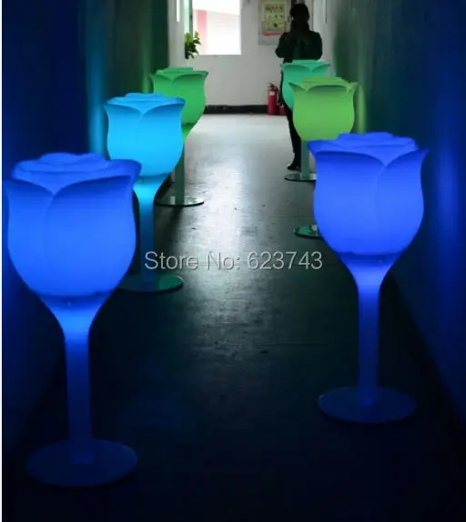 

H110CM rechargeable colorful LED huge Rose flower floor lamp, IR control Tulip Shape glowing Table Landscape Lighting outdoor