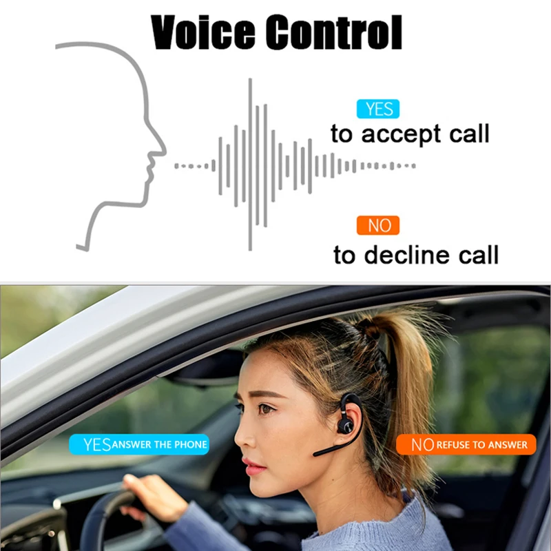 DAONO голос Управление Bluetooth наушники спортивные Handsfree Mic микрофон для телефона водитель автомобиля Беспроводной Бизнес гарнитура