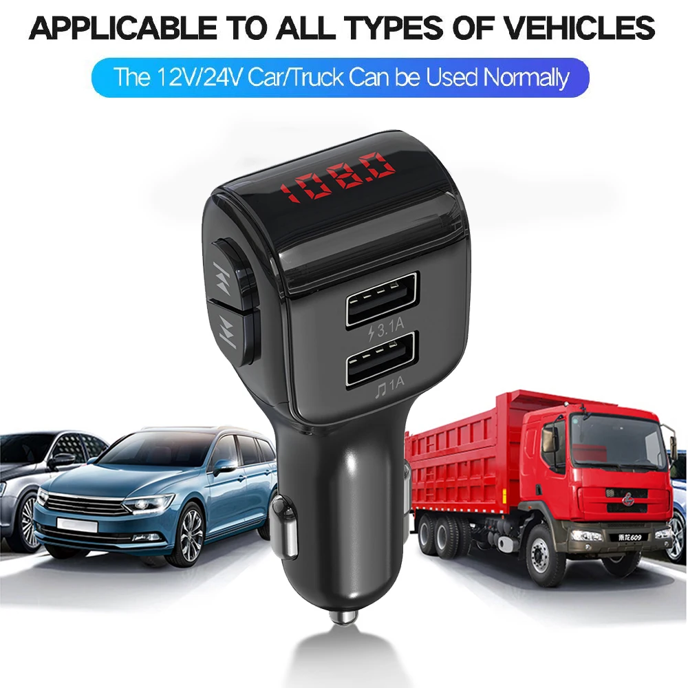 JINSERTA Hands-free Bluetooth 5,0 fm-передатчик автомобильный модулятор беспроводной двойной usb-порт MP3 музыкальный плеер Автомобильный комплект для чтения USB