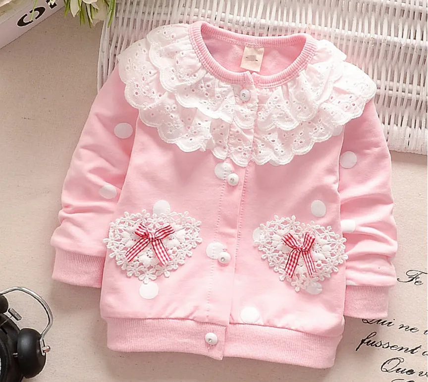 

Baby Girls Coat New Autumn Spring Cardigan Tops Kids Lace Collar Jacket Outerwear Coat Children Clothes Newborn Wear 0-2 years