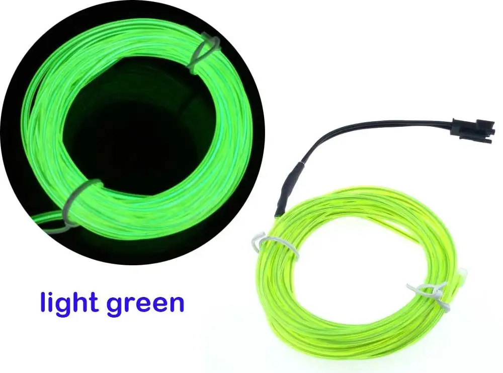 5X1 неоновый светильник для танцевальной вечеринки, домашний декор, светодиодный светильник, Гибкий EL Wire Rope Tube, водонепроницаемый Светодиодный светильник с контроллером, холодный светильник, 1 м - Emitting Color: Light green