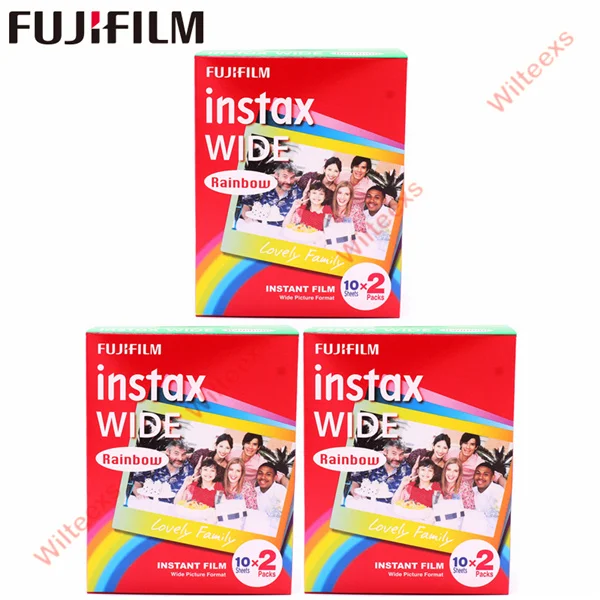 10-100 листов оригинальная пленка моментальной печати Fujifilm Instax Wide белый/радужный/монохромный для камеры моментальной печати Fuji 300/200/210/100/500AF - Цвет: 60 Rainbow films