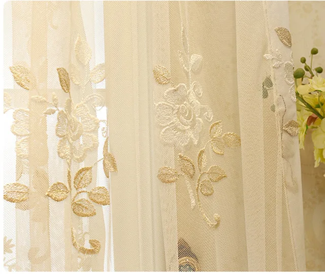 Luxury Embroidery Floral Lace Tulle Curtains For Living Room Bedroom