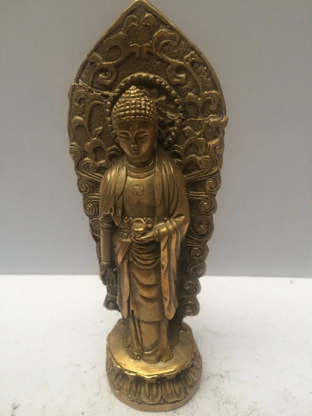 antique antiques chinese brass carved Station Guanyin statuein Statues