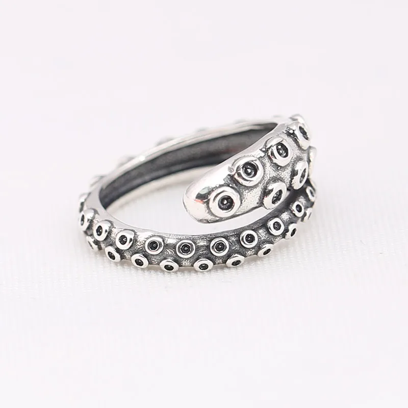 Genuine 925 Sterling Silver Vintage Octopus Tentacles Ring Compatible With European Jewelry