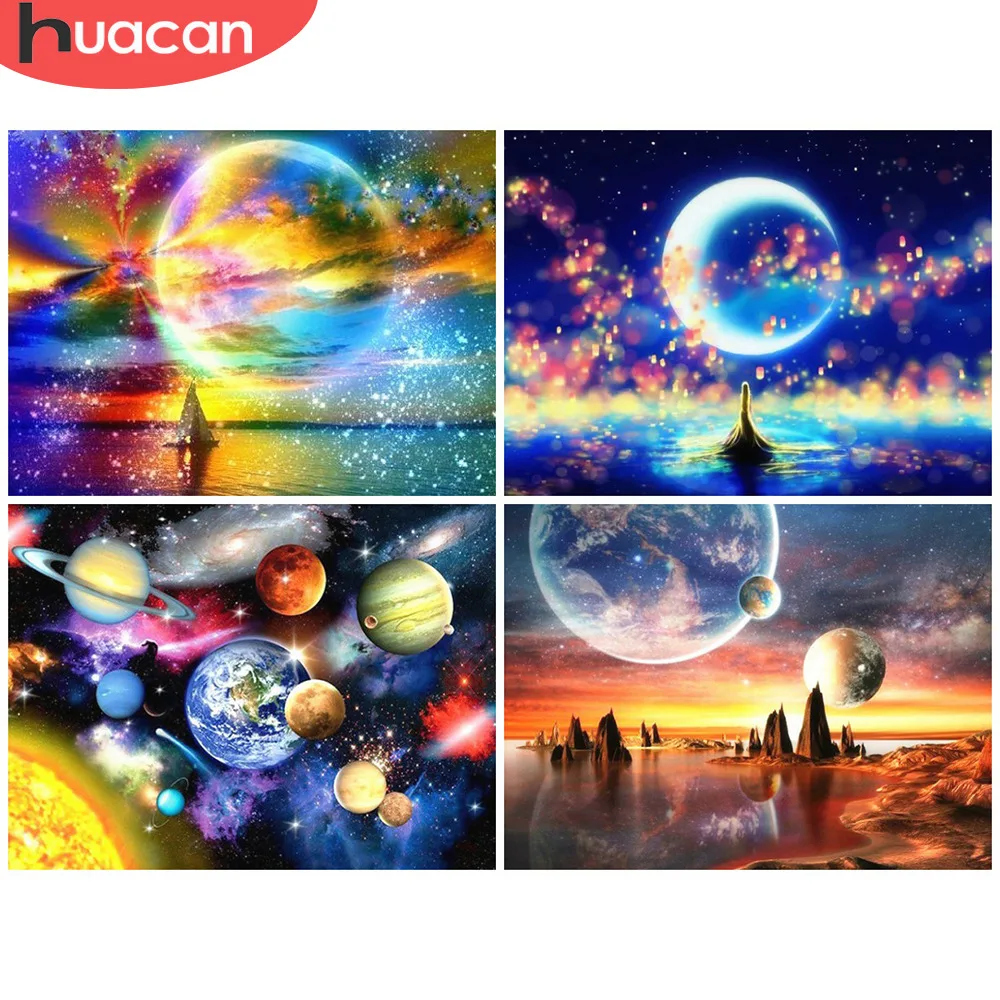 

HUACAN Diamond Painting Cross Stitch Universe Full Square/round Diamond Embroidery Scenery Fantasy Mosaic Picture Rhinestone