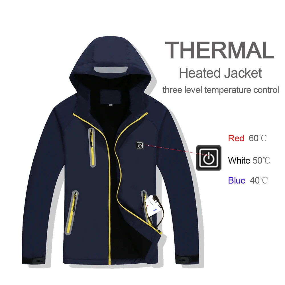 Men Women Electric Heated Jacket Waterproof Windproof Thermal Winter Warm Coat for Hiking Camping Skiing with Battery | Спорт и