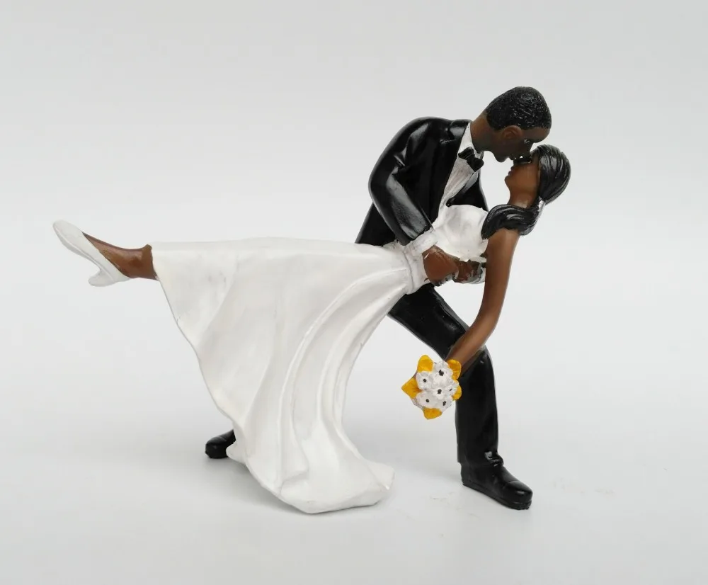 1 Pc African American Sweet Love Figurine Bride Groom Wedding Cake