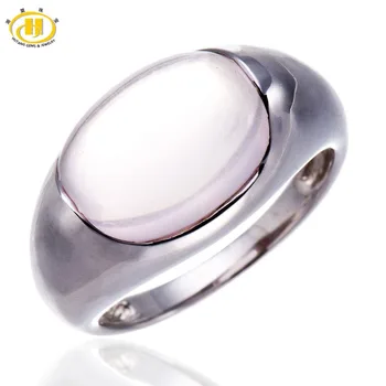 

Hutang Stone Jewelry Cabochon Cut Rose Quartz Gemstone Ring Solid 925 Sterling Silver Women's Fine Fashion Jewelry High Quality
