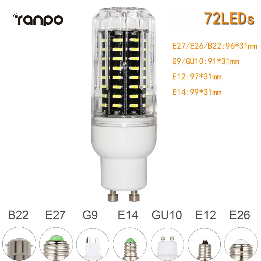 E26 E27 E12 E14 G9 GU10 светодиодный кукурузная лампа 4014 SMD светильник мощностью 10 Вт, 20 Вт, 25 Вт 30 Вт светильник ing 36 светодиодный s 72 светодиодный s 96 Светодиодный s 138 светодиодный s ампулы Светодиодный точечный светильник