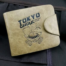 Аниме Токио вурдалак Kaneki Кен искусственная кожа короткие бумажник кошелек с кнопкой хаки