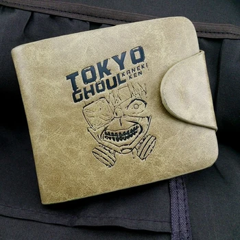 

Anime Tokyo Ghoul Kaneki Ken PU Leather Short Wallet Purse With Button Khaki