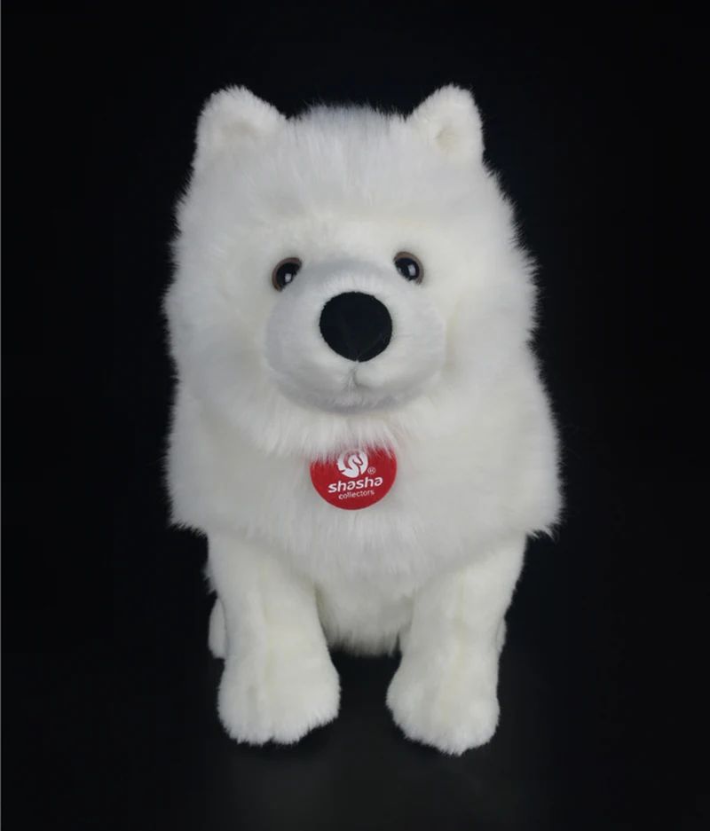 Brinquedos de Pelúcia Brinquedo de Pelúcia Filhote de Cachorro Animais de Pelúcia Presentes de Natal Lifelike Samoyed Bonito Simulação Cão Branco Brinquedo Aniversário 28cm 2 Animais de pelúcia