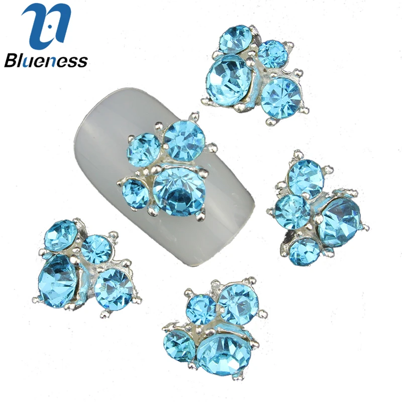 

Blueness 10 Pcs Blue Nails Rhinestones 3D Metal Alloy Nail Art Decoration Charms Studs Nail Jewelry Supplies TN347