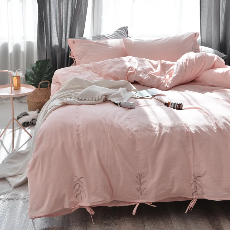 

Pure color Digital print Bedding Set Quilt Cover Design Bed Set Bohemian a Mini Van Bedclothes 4pcs BE1239