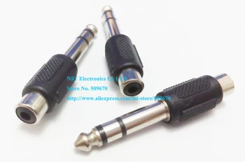 

6.35MM Stereo Plug to RCA Jack Splitter Adapter JACK Connector/Free shipping/50PCS