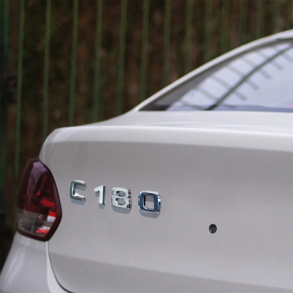 3D хромированная разрядная емкость и установка значок стикер багажник автомобиля Задняя эмблема хромированные цифры буквы для Mercedes C180 C200 C220