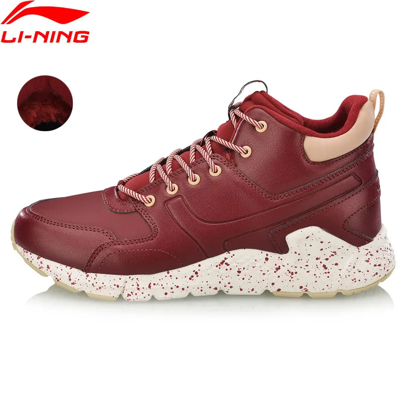 

Li-Ning Women LN VOLCANO Classic Leisure Shoes Wearable Fleece Warm Anti-slip Sneakers LiNing Sport Walking Shoes AGCN188 SOND18