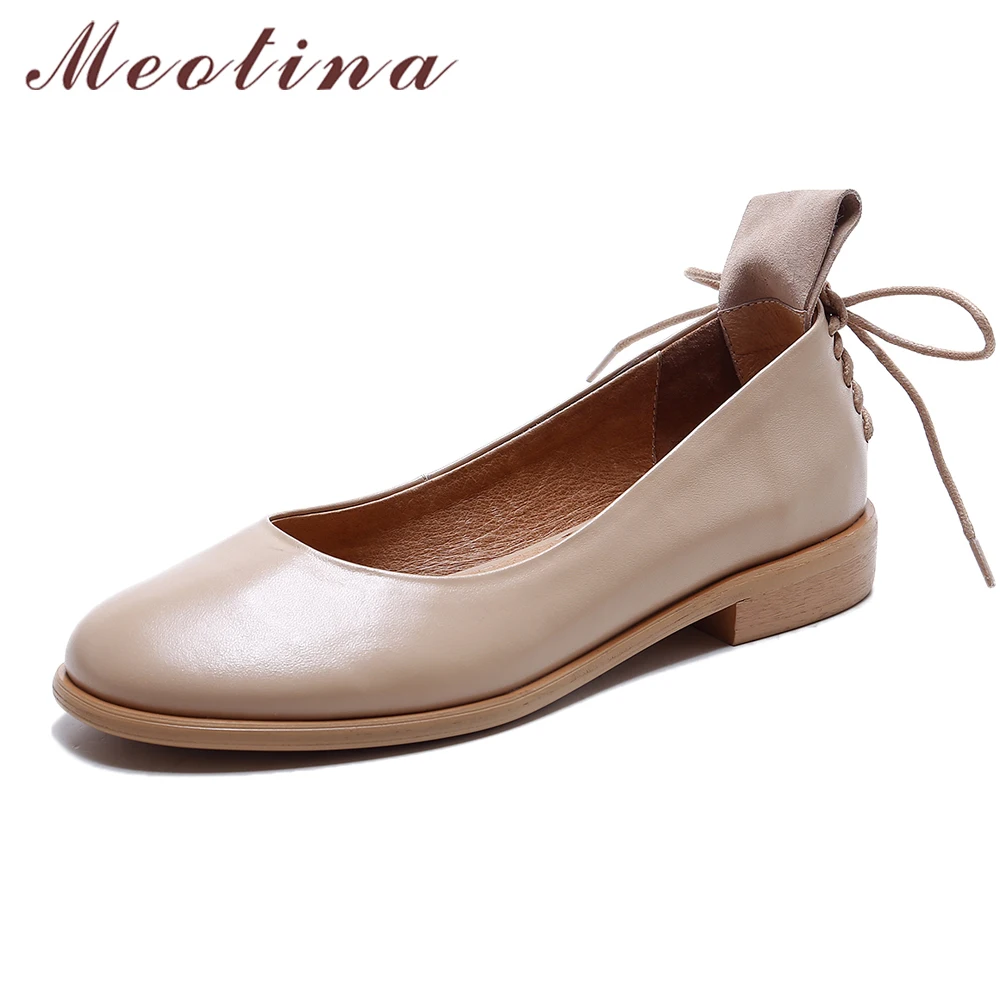 Comprar Meotina zapatos mujer cuero genuino mujeres pisos Casual señoras barcos zapatos tamaño grande 34 43 deslizamiento en otoño damas pisos sapato