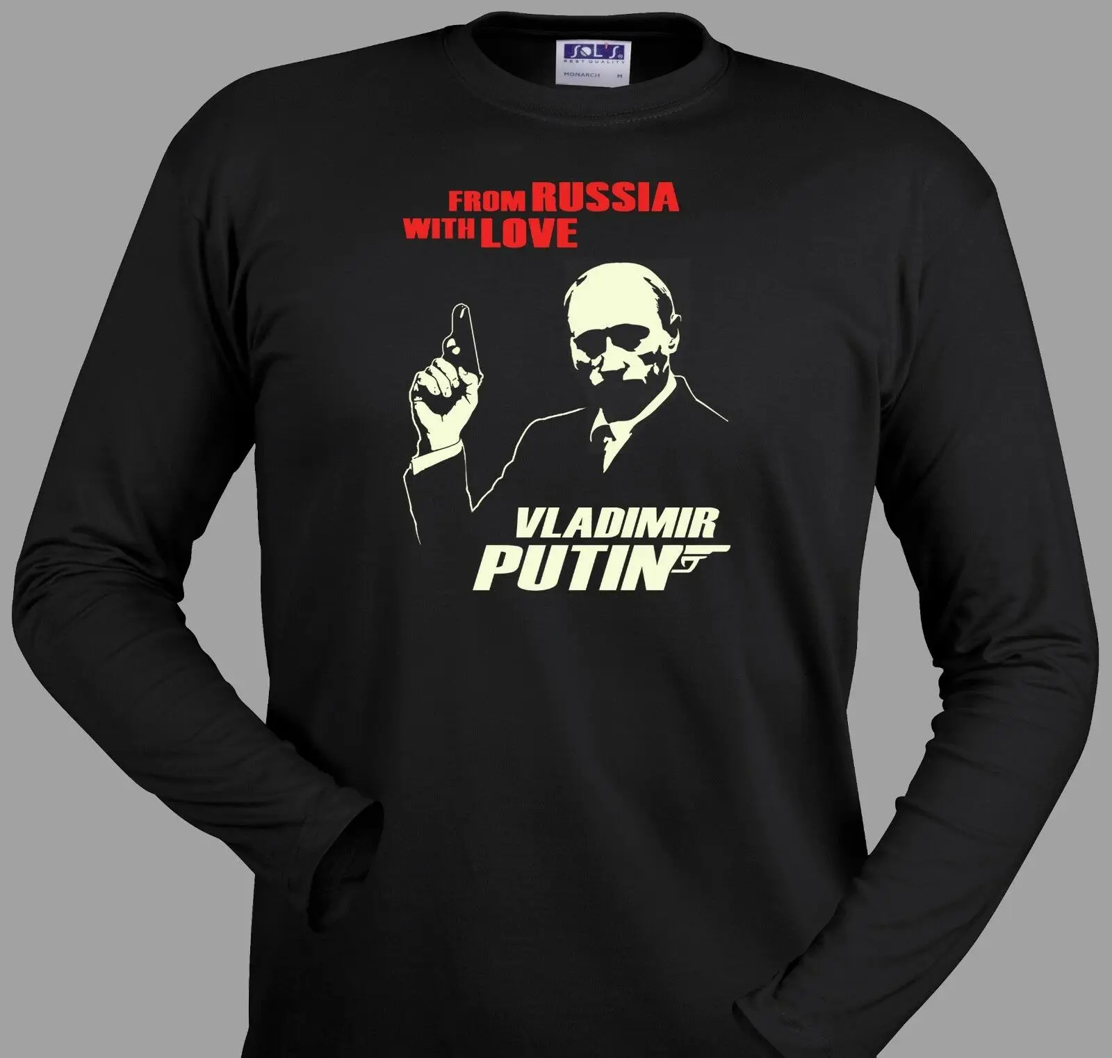 Футболка с Путиным, Россия, James Bond 007, черная футболка с серебряным принтом, S-5XL