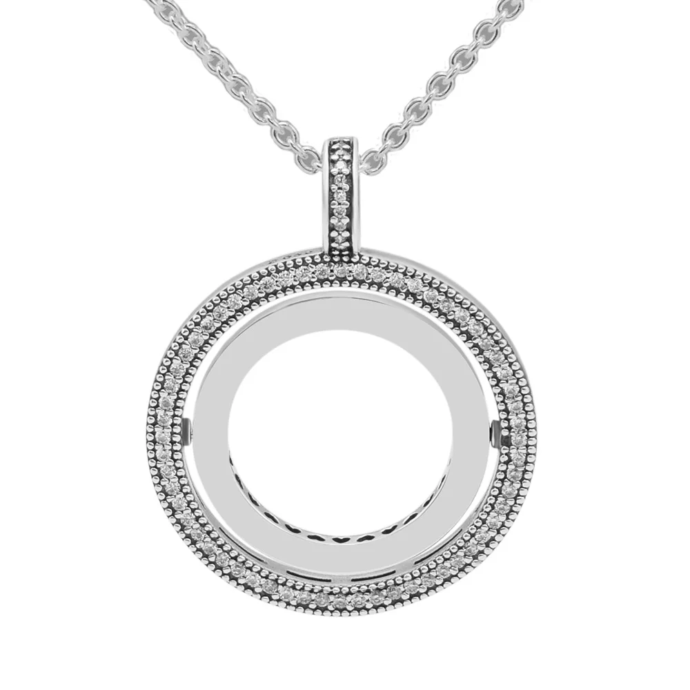 Спиннинг сердца яркое ожерелье 100% 925 пробы Серебряные ювелирные изделия Бесплатная доставка