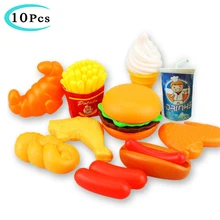 Mini jouets de Simulation pour bébé, 10 pièces, jeux pour faire semblant de jouer à la maison, cuisson des Hamburgers Snack frites, jeux de cuisson pour garçon et fille