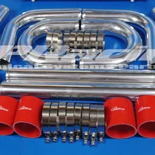 Универсальный 2," дюймовый/толщина 2 мм/высококачественный алюминиевый турбо-охладитель комплект трубопроводов/трубы/зажим/силиконовый Соединитель/красный