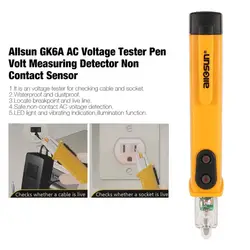 Allsun GK6A AC цифровой Напряжение тестер ручка вольт измерительный индикатор Бесконтактный Сенсор светодио дный Дисплей кабель розетка Жить