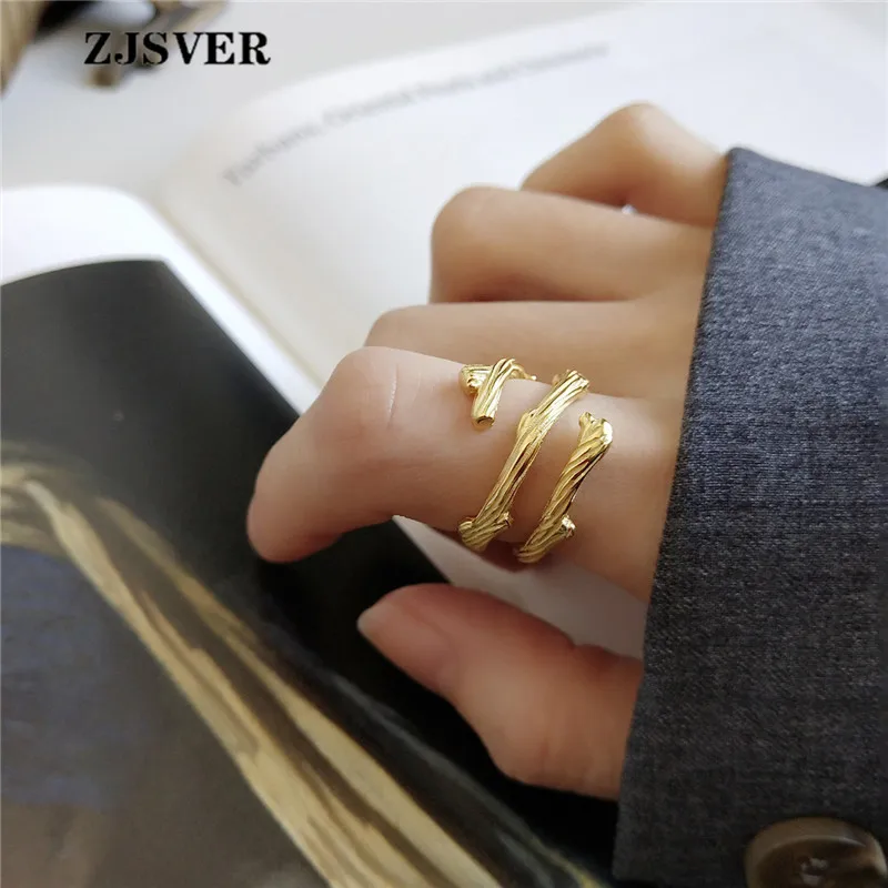

ZJSVER Korean Jewelry 925 Sterling Silver Rings Gold Color Trendy Simple Multi-layer Rotating Ring For Women Festival Gift