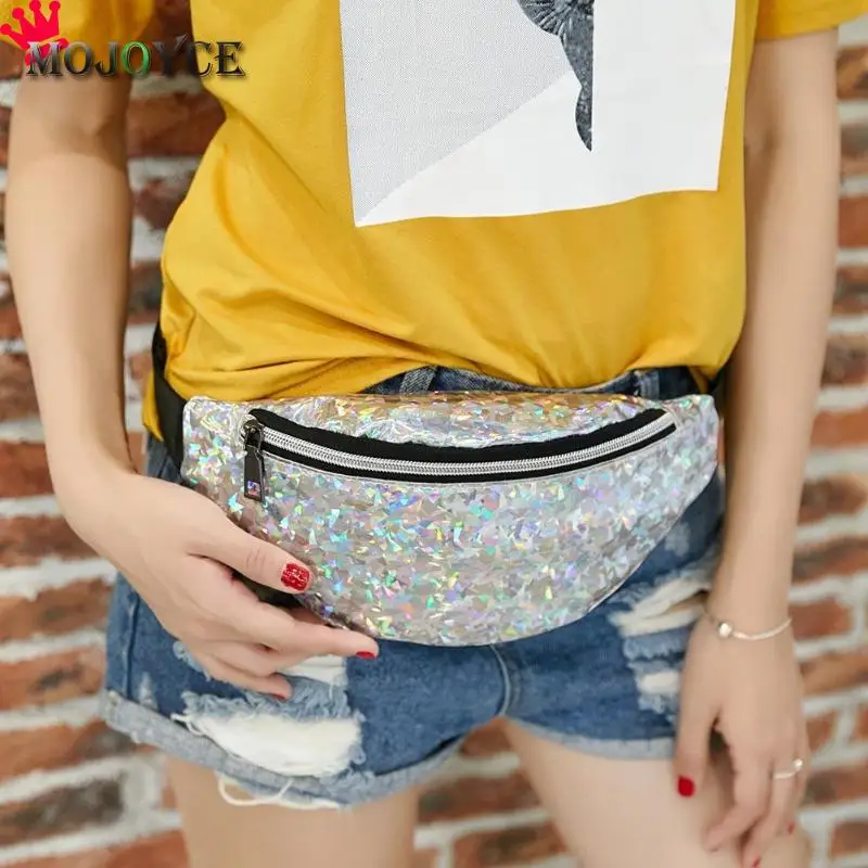 

2019 Sports Fashion Women Ladies Sequins Waist Packs Simple Girls Teenage PU Leather Zipper Shoulder Bags Chest Bag