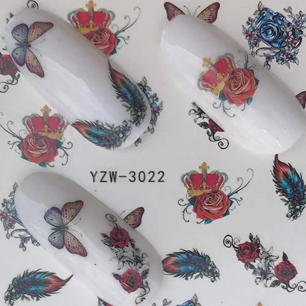 23 дизайна наклейка с цветком для ногтей переводная вода Фламинго/олень/бабочка/лиса/перо DIY Типсы для наращивания ногтей искусство Декор Аксессуары для маникюра фольга для ногтей - Цвет: Butterfly 2