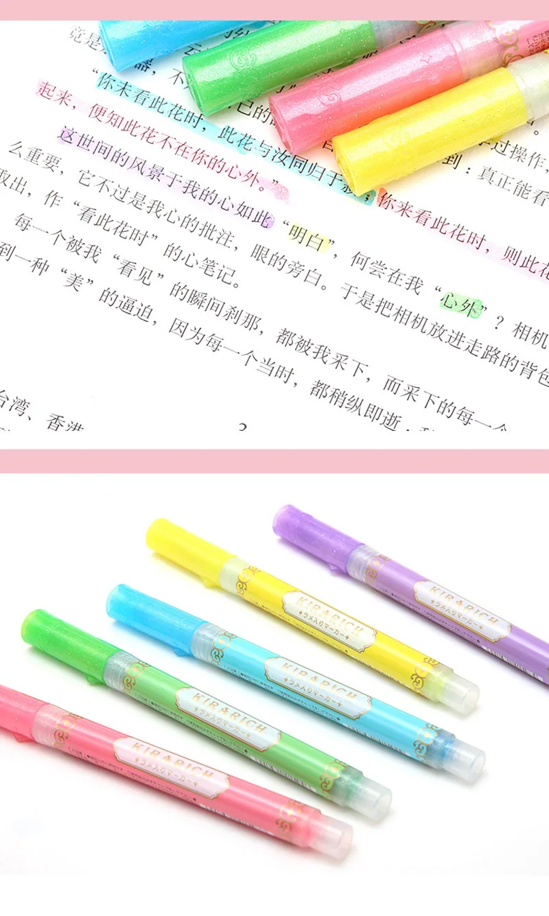 ZEBRA Highlighter Starlight WKS18 Shiny Pearlescent Student Shiny Silver Color Markup Brochure Graffiti
