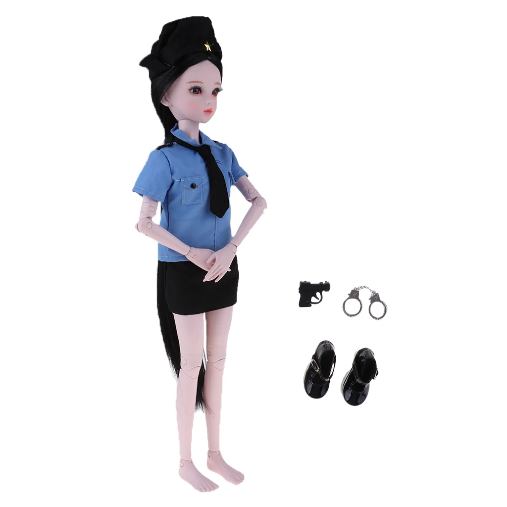

1/3 BJD Beauty Female Doll Career with Police Office Uniform Set Girl Changing Customized Kits