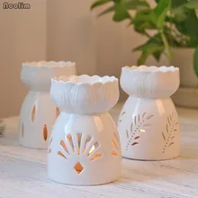 Простой белый керамический Лотос, эфирное масло, горелка, ароматерапия, масляная лампа, подсвечник, ароматическая горелка, домашний декор для отеля
