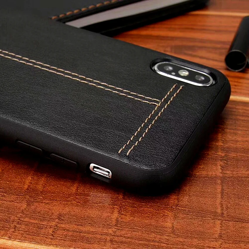 Luxury Business Ultra Slim Phone Case For iPhone X XR XS MAX PU leather Cases soft PC For iPhone 6 6s 7 8 Plus Back Cover Coque (1)